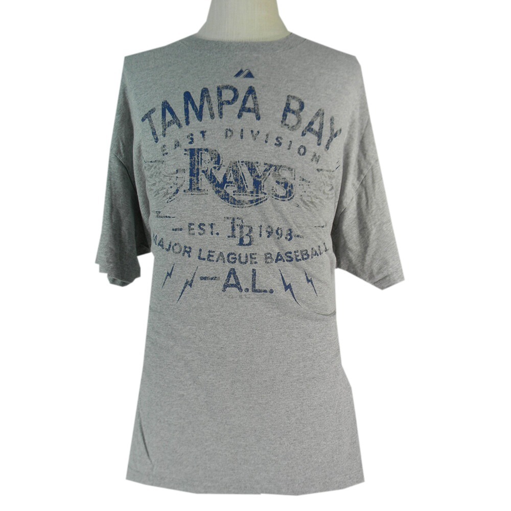 Majestic Tampa Bay Rays Shirt Men's 2XL XXL Grey short sleeve MLB baseball